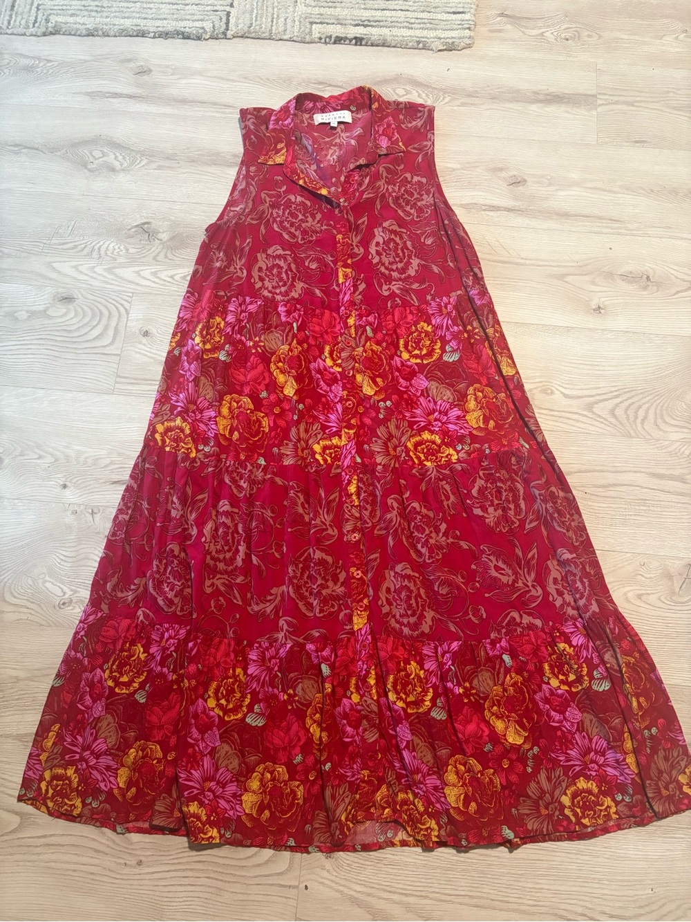 Floral button-down tiered maxi 2X